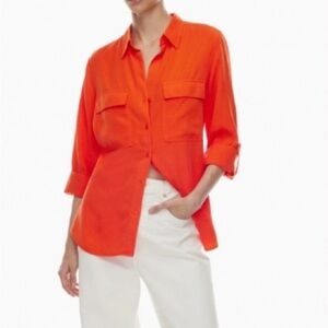 Aritzia Babaton Burnt Orange Linen Blend Utility Button Down Shirt - EUC